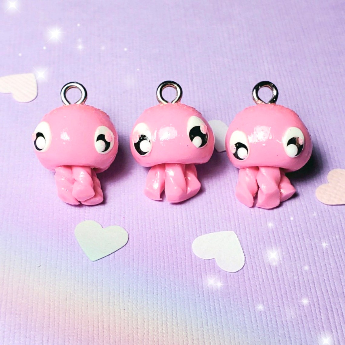 Squishy MOST LIKED Polymer Clay Charms Pink Jellyfish - Etsy