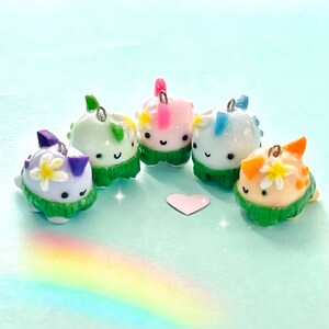 Dancing Dinos -polymer clay charms, keychain, stitch marker, dinosaur, hula