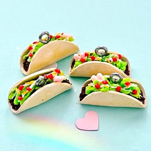 Taco Bout Awesome -polymer clay charms, keychain, stitch marker, food charm, miniature food