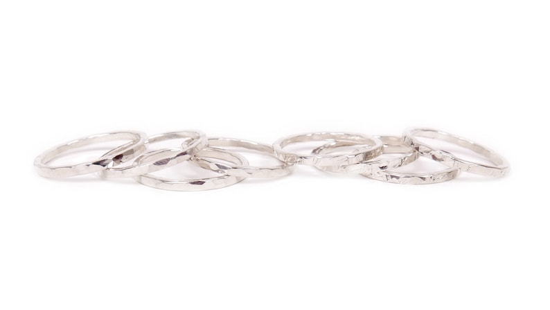 Hammered Sterling Silver Stack Rings