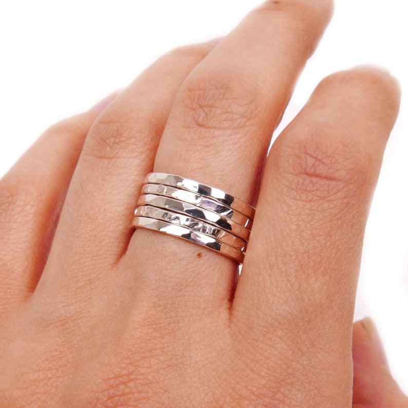 Hammered Sterling Silver Stack Rings