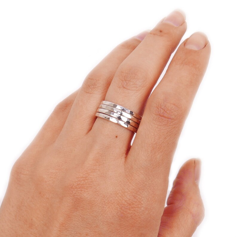 Hammered Sterling Silver Stack Rings