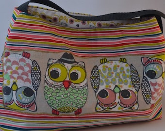 Wendetasche/Einkaufstasche/Shopper *Streifen-Eule*