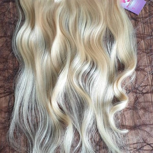 human hair clips in extension, silky straight,hair clips, blond #613 color, tressen,long hair, full hair volume 1 clip Extension 100g hair