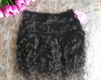 Indian virgin human hair clips in  extension, ponytail extension hair pieces 100 gramm 3 clips in hair extension 16 inches