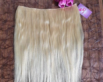 Clips in hair extension color 613 blond, human hair extension, hair clips, easy to wear hair extension, with clips, hair pieces, customizabl