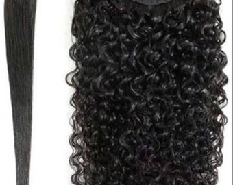 Curly Brazilian Human Hair Wrap Around Ponytail Clip In Ponytail Human Hair Extensions Remy Curly Hair