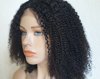 Afro kinky curly human hair wig,4c hair wig, lace front 6x6 closure afro kinky curly wig