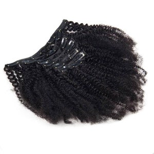 Afro Kinky curly human hair extension clips in, hair clips, hair piece, human hair ponytail, diy extension clip in, curly clips in, 100 grams