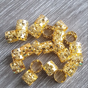 Plated Coil Cuff Hair Bead, Column Shape Hair Beads, Golden Dreadlock Bead for Hair, Hair Braid Cuff Clip, Hair Decoration Jewelry, Headwear