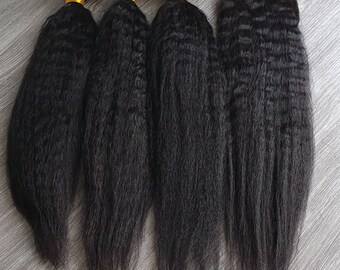 Kinky straight human hair extension,brazilian human hair weave,hair extension with closure for black women,wig making bundles