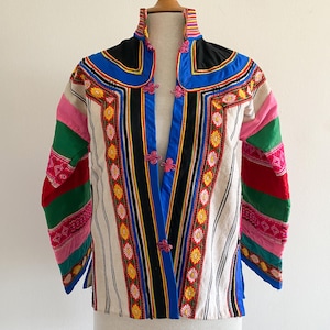 Vintage Hmong Minority Tribe Jacket Quilted Embroidered Applique Hand Made Traditional XXS