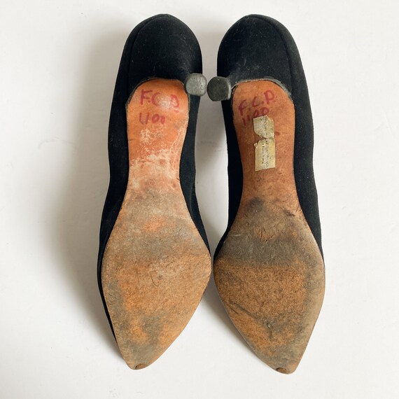 【Ameri VINTAGE】CROSS POINTED PUMPS Vintage 1960s De Angelo Black Suede Cut Out Strappy Stiletto