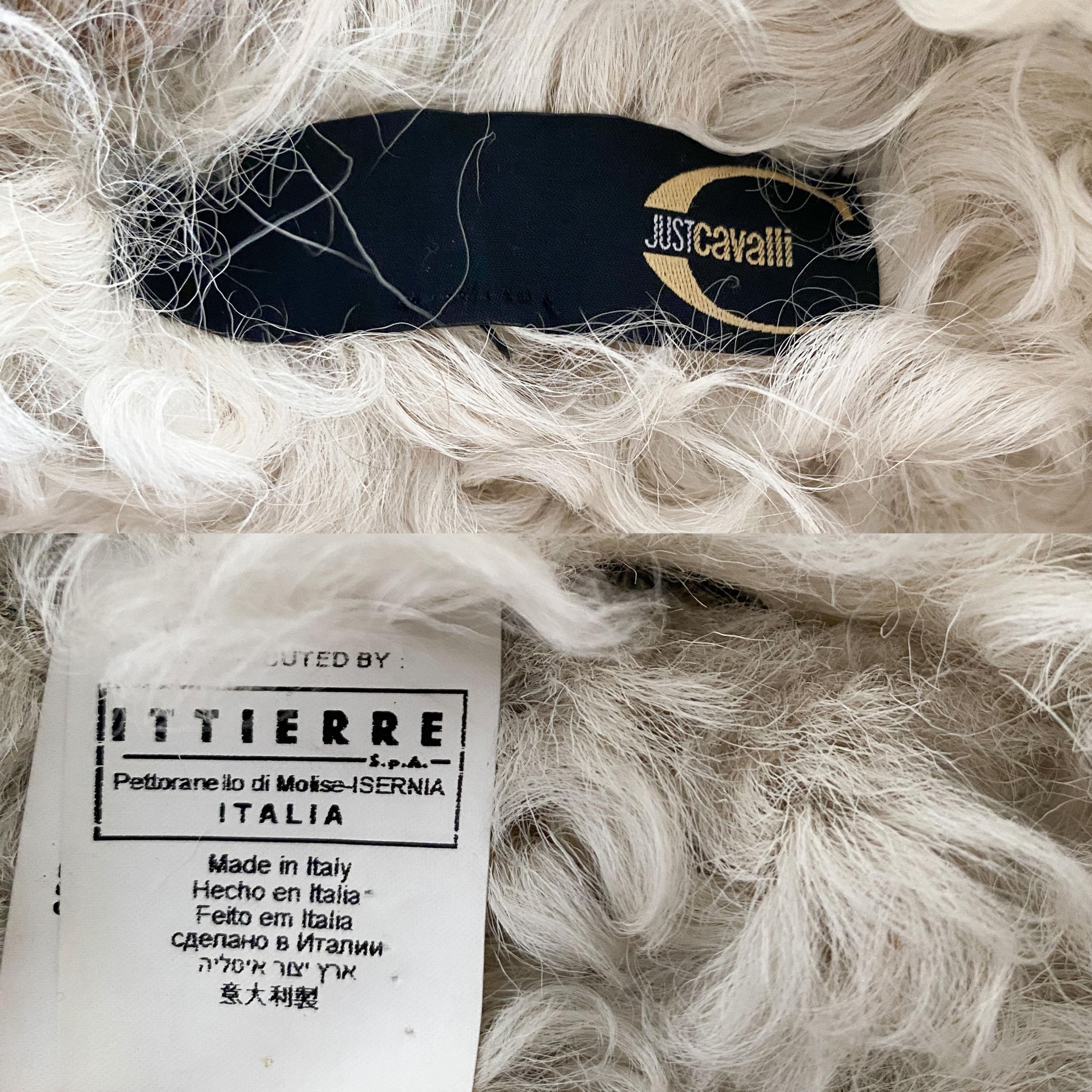 Vintage 2000s Roberto Cavalli Just Cavalli Black Leather Shearling