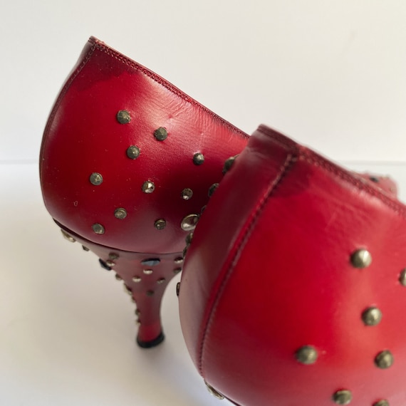 Vintage Herbert Levine Harzfeld's Red Leather Studded - Gem