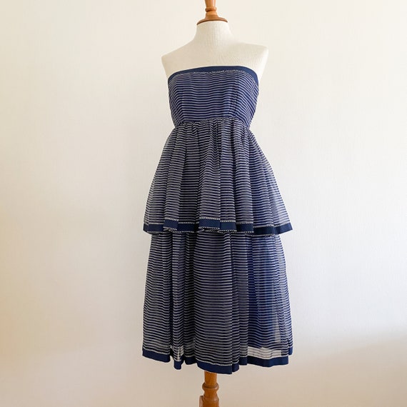 blue and white striped strapless dress Madelyn Strapless Short Dress main image 1