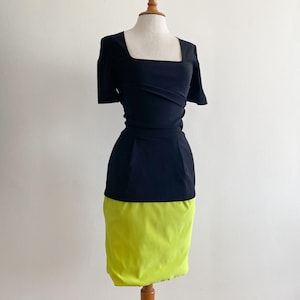 Vintage 2000s Preen Thornton Bregazzi Black Neon Draped Bodycon Dress