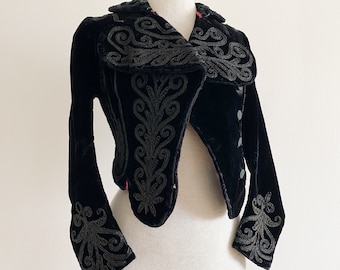 Antique Victorian Edwardian 1800s Partridge Richardson Paris Black Velvet Beaded Embroidered Jacket