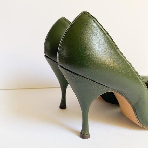 Vintage 1960s Bata Personality Green Leather Perf… - image 6
