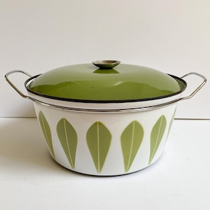 Vintage jaren 60/70 grote 12,5&quot; Cathrineholm Dutch Oven Lotus Avocado Green Grete Prytz Kittelsen