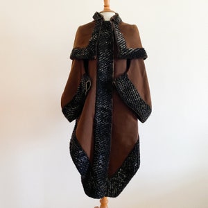 Antique Victorian Edwardian 1880s Brown Wool Bustle Coat Cape Fitted