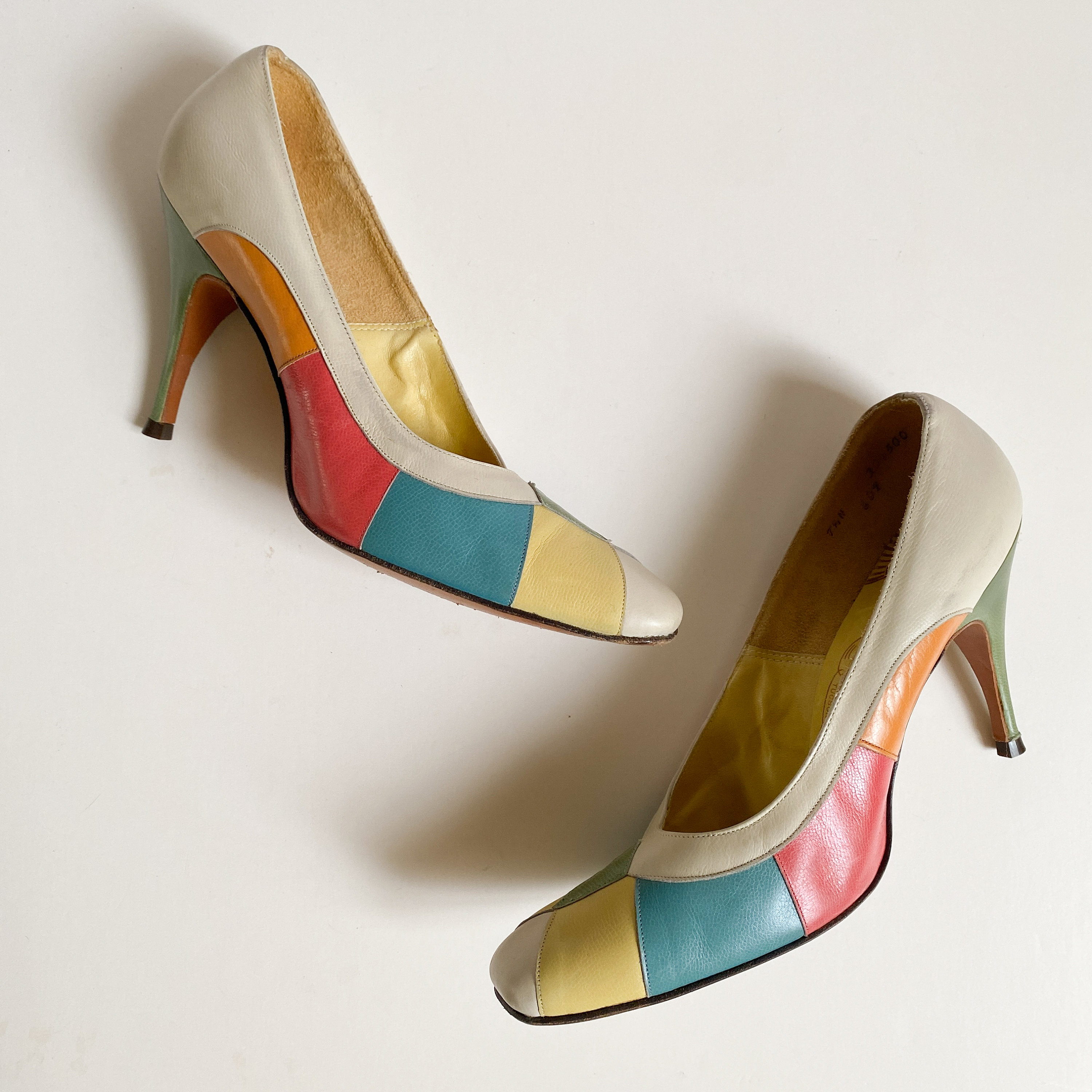 Vintage 1960s Johansen Lewis Harlequin Colorful Stiletto