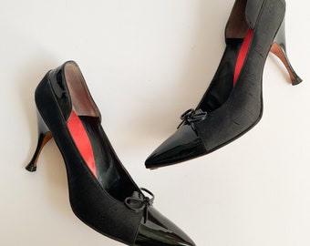 Vintage 1960er Palizzio Schwarze Lackleder-Pumps mit Stiletto-Absätzen