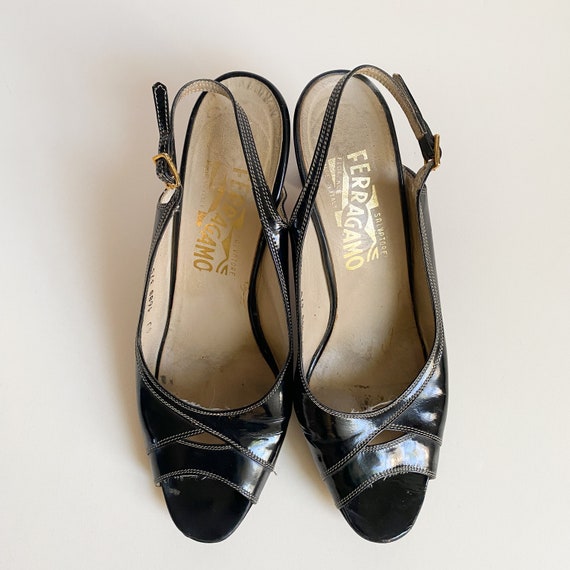 Vintage 1970s/1980s Ferragamo Italy Slingback Hee… - image 3