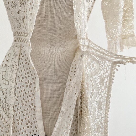 AHANDMAKER Embroidered Lace False Collar - White Lace-Up Detachable Neckline Trim - View #9