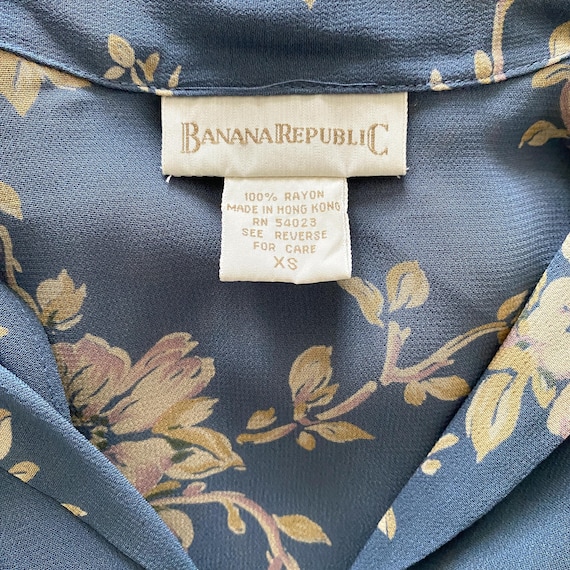 Vintage 1990s Banana Republic Blue Sheer Floral Georgette Mini Dress  Chiffon - Etsy