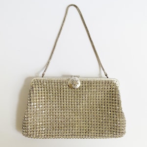 Vintage West Germany Silver Rhinestone Prong Set Evening Bag Purse Clutch