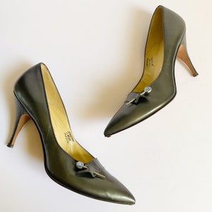 Vintage Joseph Larose/Stanley Philipson Metallic Pewter Stiletto Heels Pumps NOS
