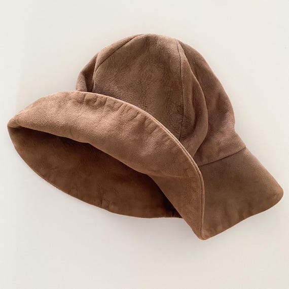 Vintage 1970s Joseph Magnin Brown Suede Bucket Hat Floppy  display picture 1