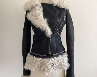 Y2K Roberto Cavalli Class Shearling Leather and Fur Embroidered