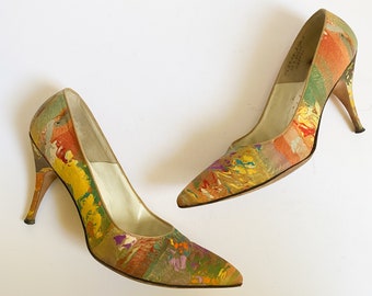 Vintage 1960s I. Miller Abstract Marbled Stiletto Heels Pumps