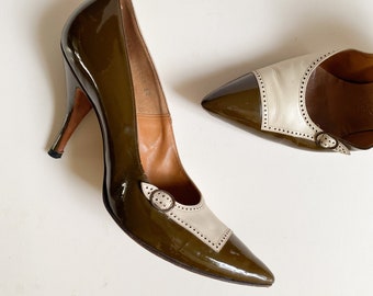 Vintage 1960s De Liso Debs Patent Spectator Stiletto Heels Pumps