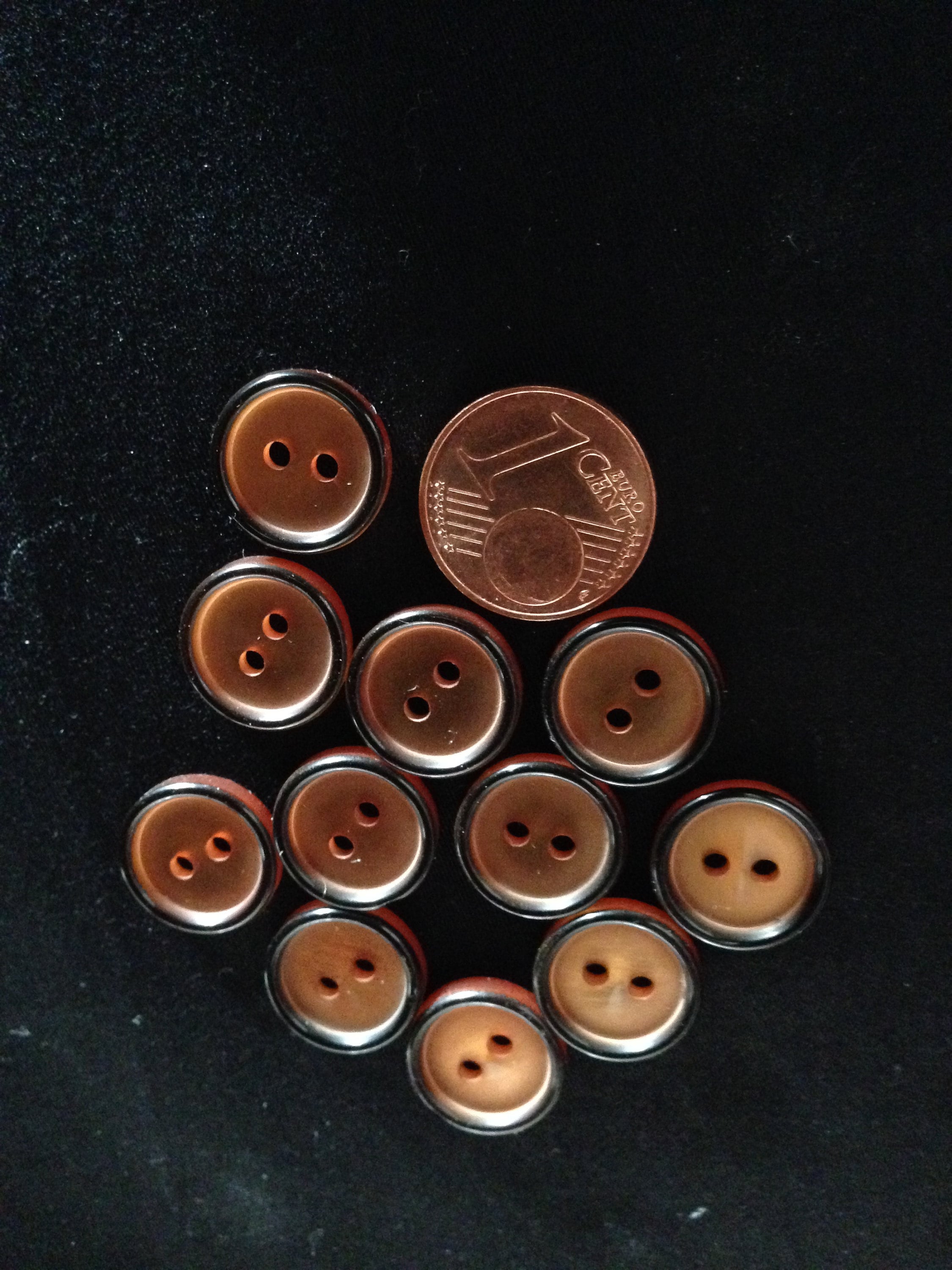 10x small plastic knob 12 mm 2hole copper colors with black Etsy