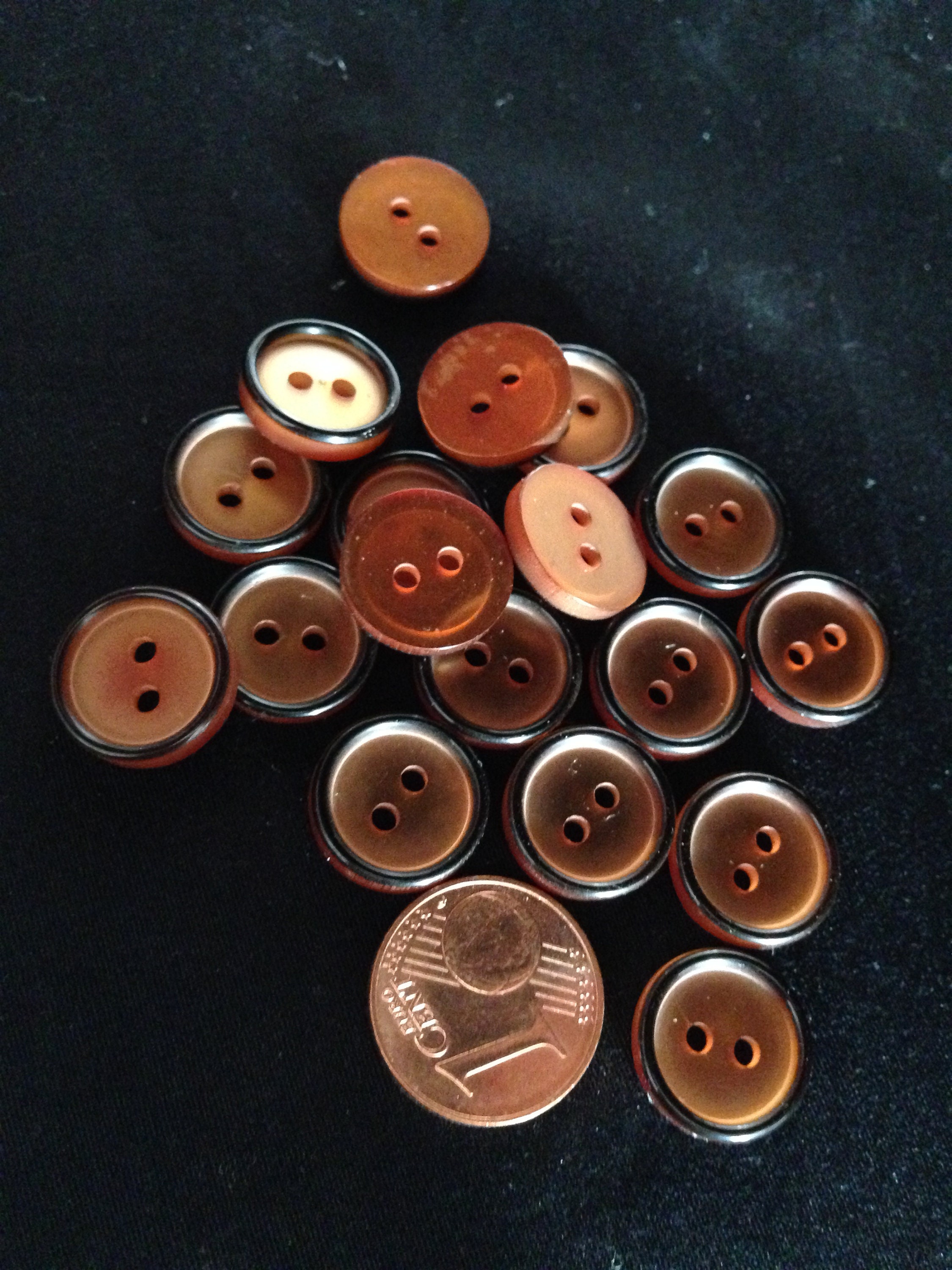 10x small plastic knob 12 mm 2hole copper colors with black Etsy