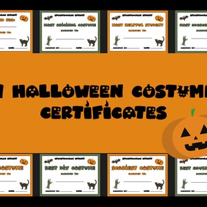 9 Halloween Costume Awards Printable Certificates