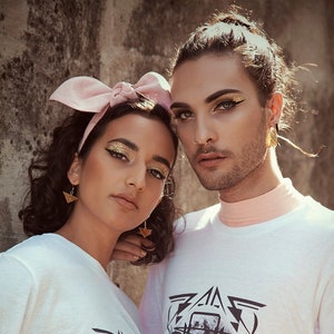 Pink Bandanna : Cotton Seersucker Head Scarf and Neck Tie