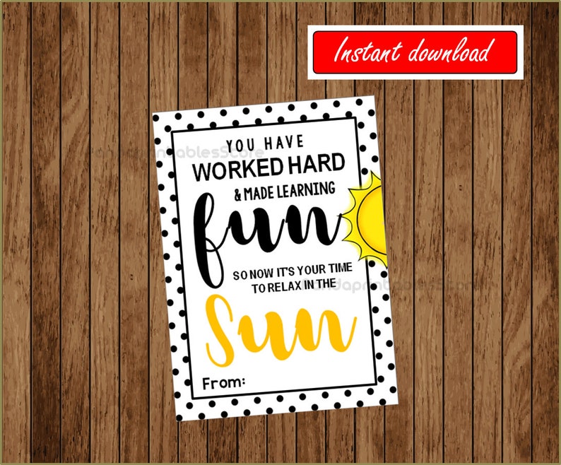 Gift Tags, Summer Sun, Teacher Gift, End of Year Tag, Beach Tote ...