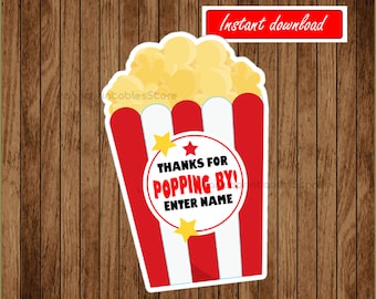 Printable Movie Night, Movie Night Birthday Gift Bags and tags, Movie Night Party, Movie Night Birthday, Movie Night Party theme