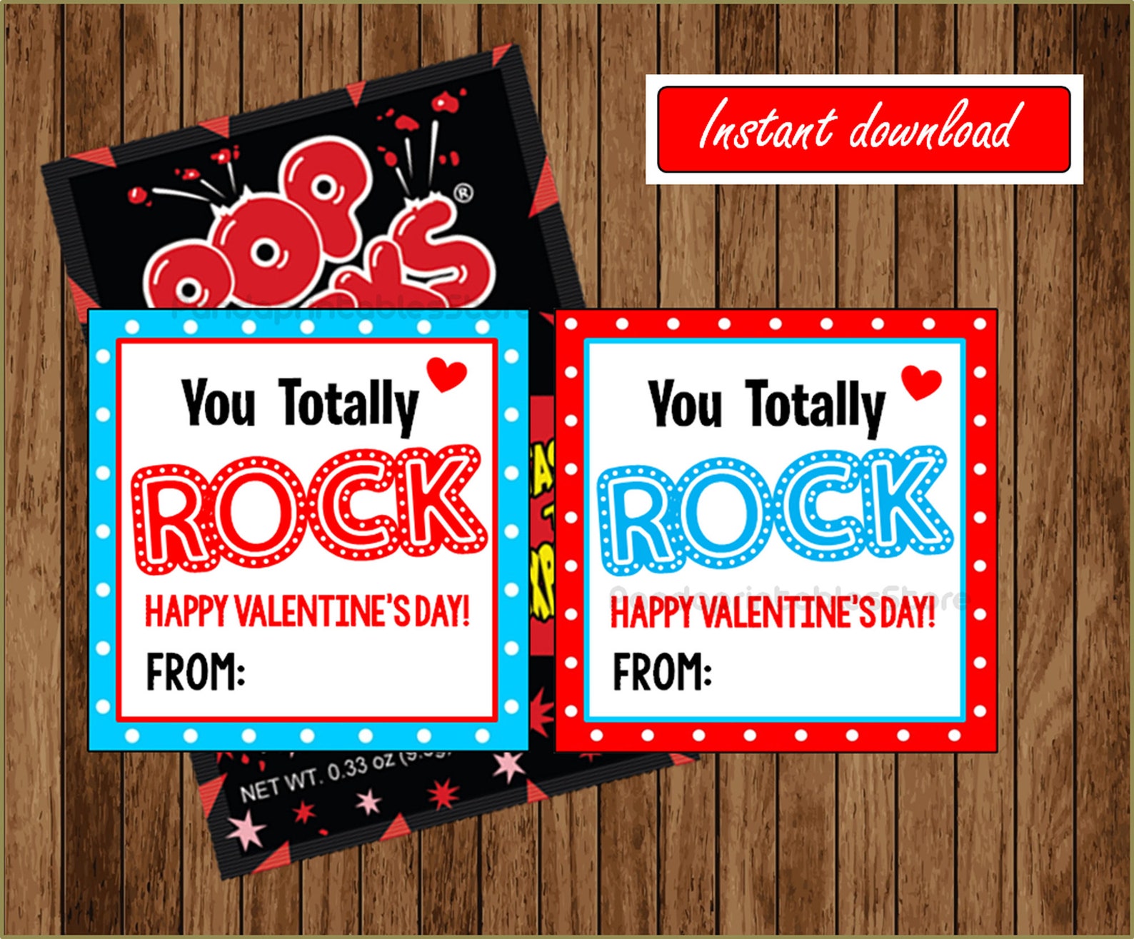 You Rock Valentine's Day Cards Printable Pop Rocks | Etsy