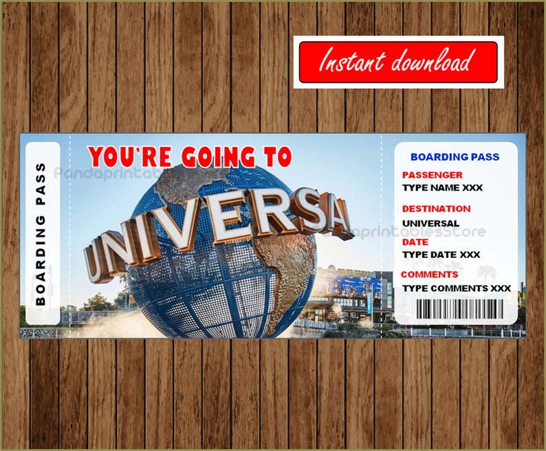 Surprise Universal Studios Trip Ticket Printable Vacation - Etsy