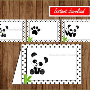 Panda food labels instant download, Panda food tent cards, Printable Panda party food table label