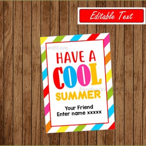 Bleib cool in diesem Sommer Freeze Pop Freezer Ice Pops druckbare Tags für Geschenke zum Ende des Schuljahres, bearbeitbar, personalisiert, INSTANT DOWNLOAD