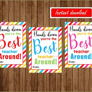 Hands Down Best - LEHRER Wertschätzung Schulkarte Geschenkanhänger Printable Download - Fun Familie diy - sofortiger download