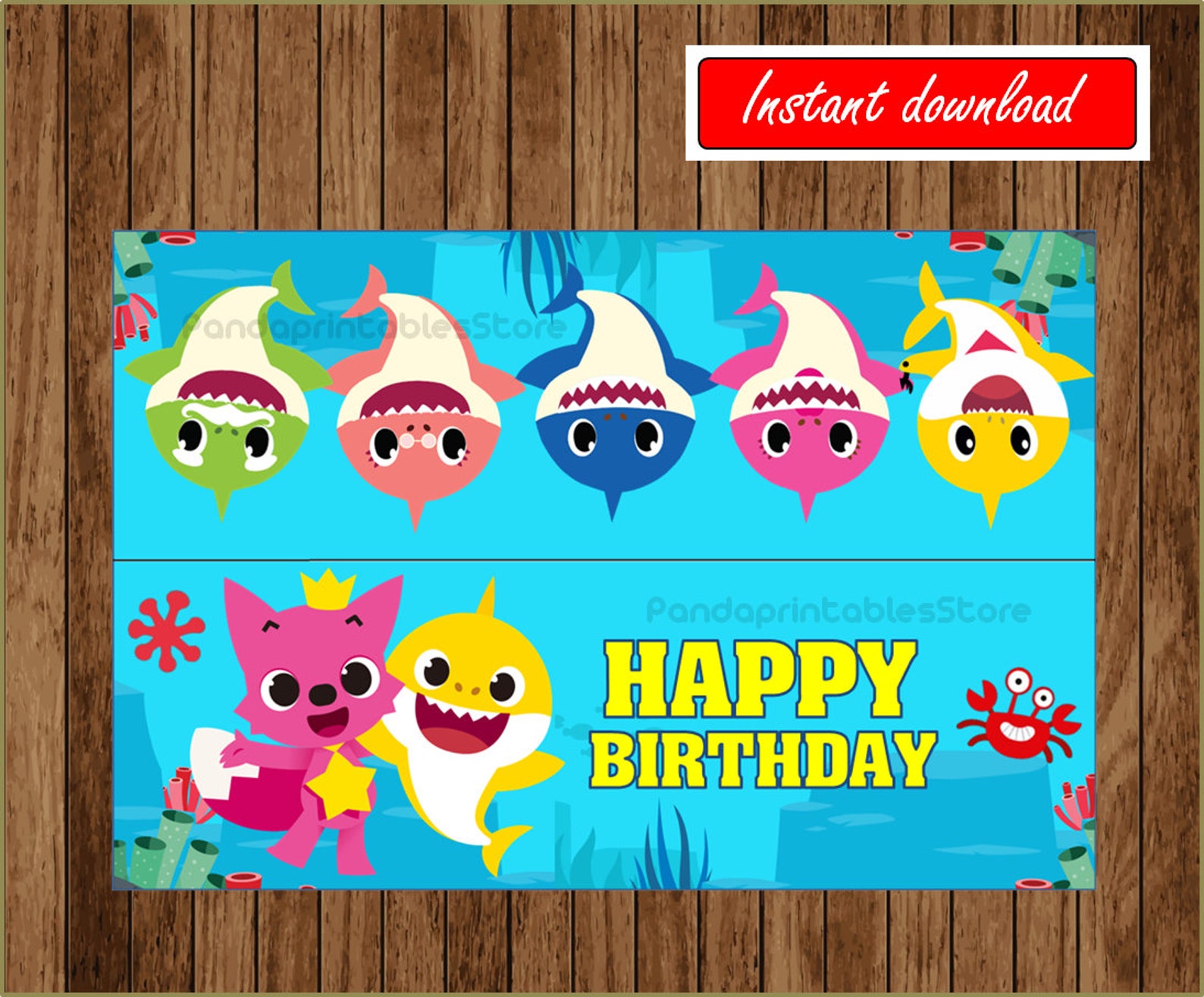 baby shark printable treat bag toppers birthday wikii