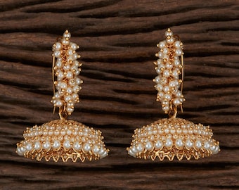 pearl hanging jhumkas
