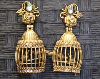 Nature Theme Earrings for Women Bird Cage Jewelry Nature Theme Jewelry Nature Theme Gift For Girls Painted Bird Cage Earrings